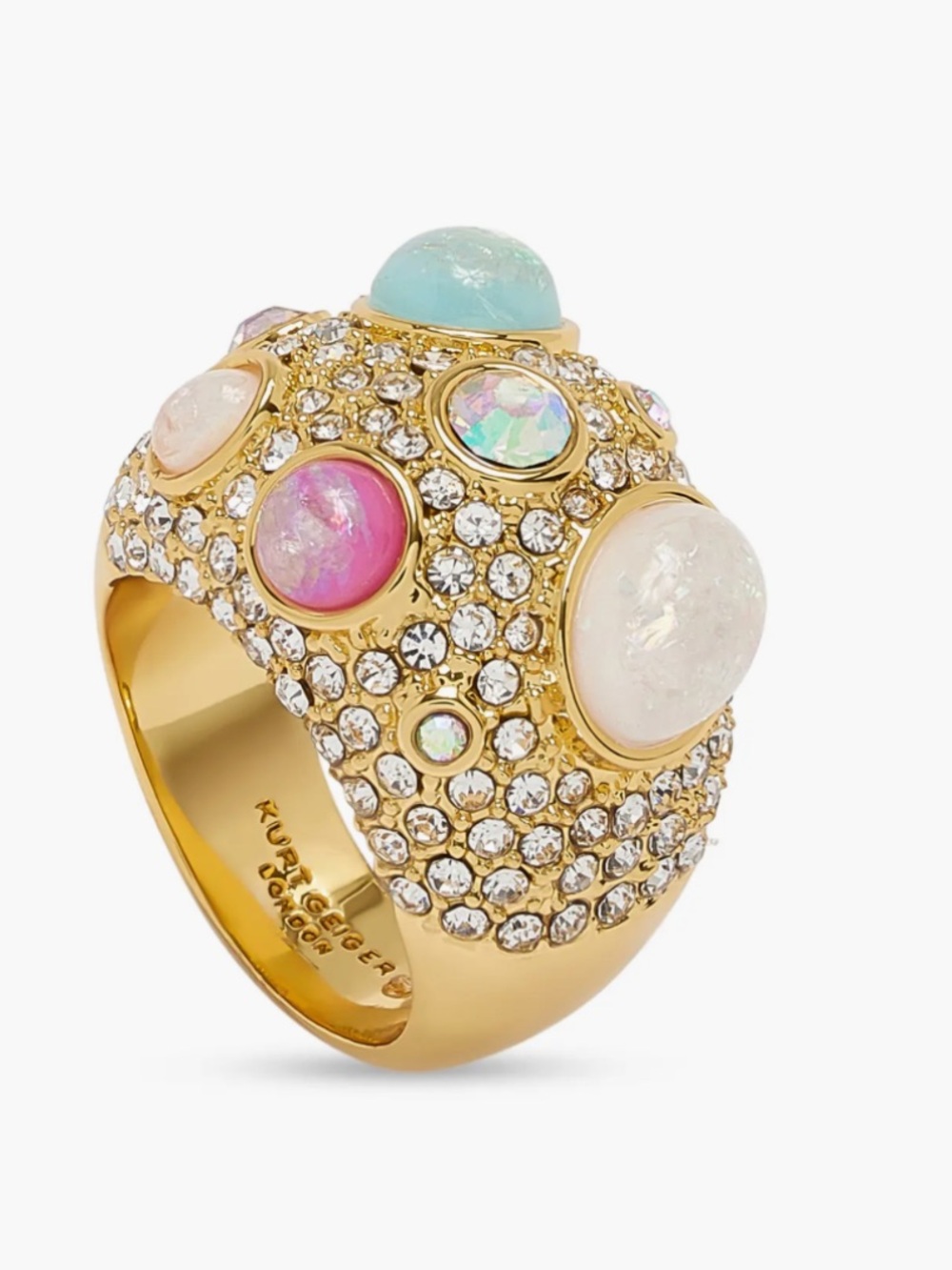 Kurt Geiger London Domed Pave’ Cocktail Ring 7 New - Picture 2 of 6
